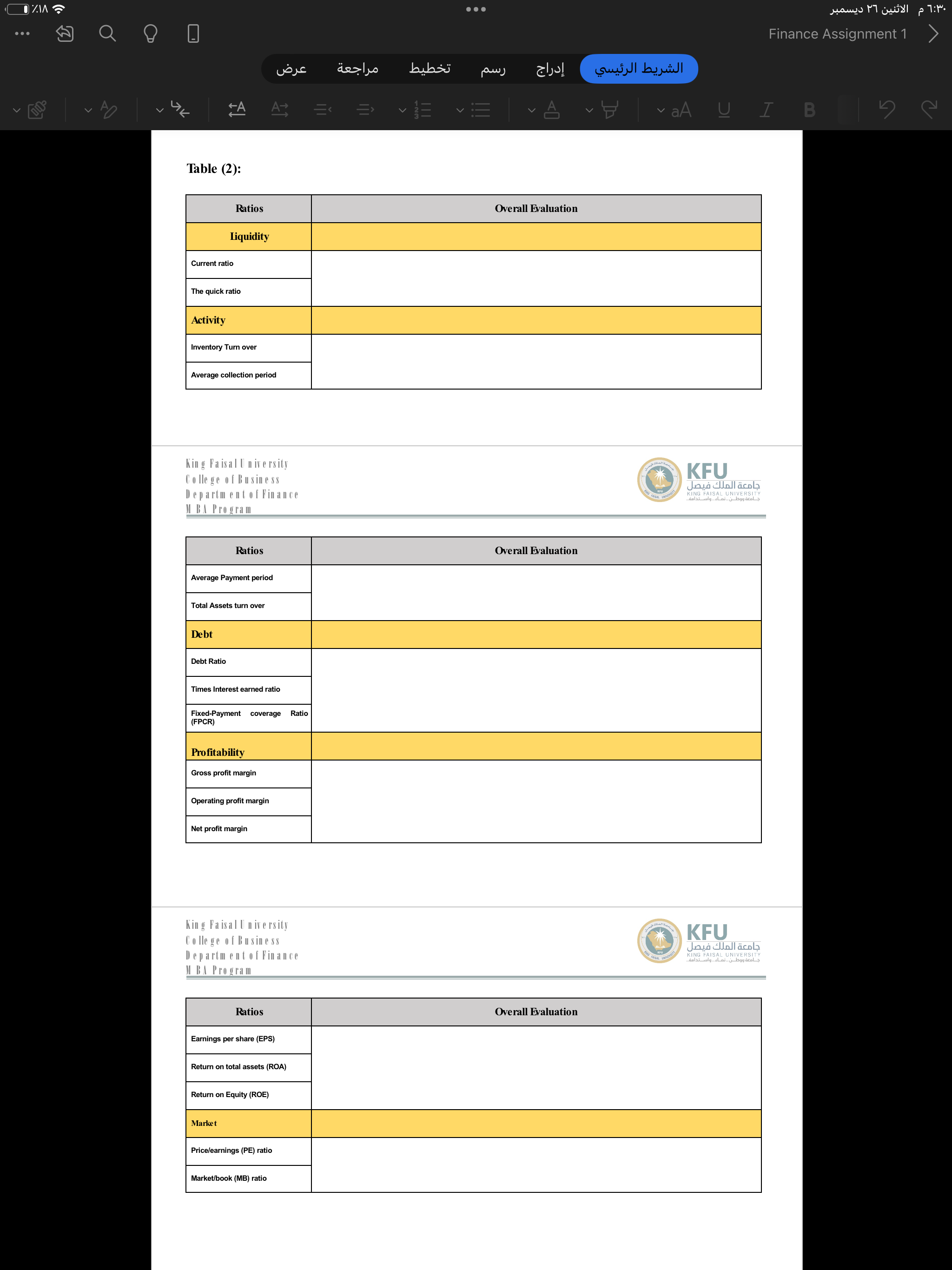  Finance Assignment 1 bubss v FO A A =
