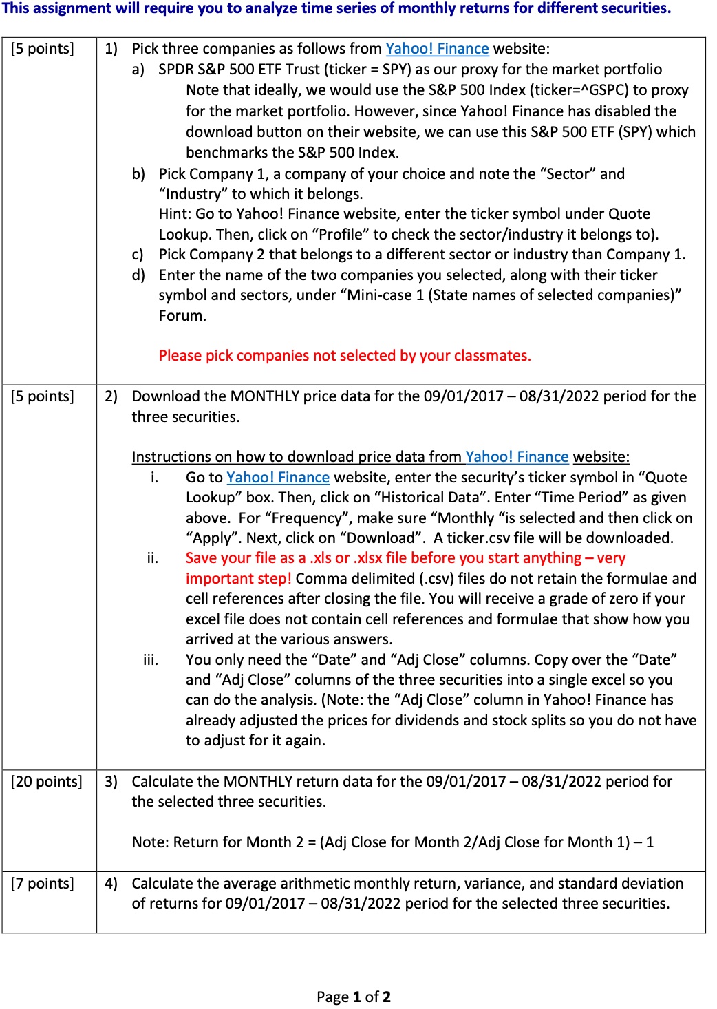 covariance and correlation of returns between Company A and Company B for