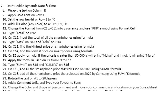  7. On E1, add a Dynamic Date & Time 8. Wrap