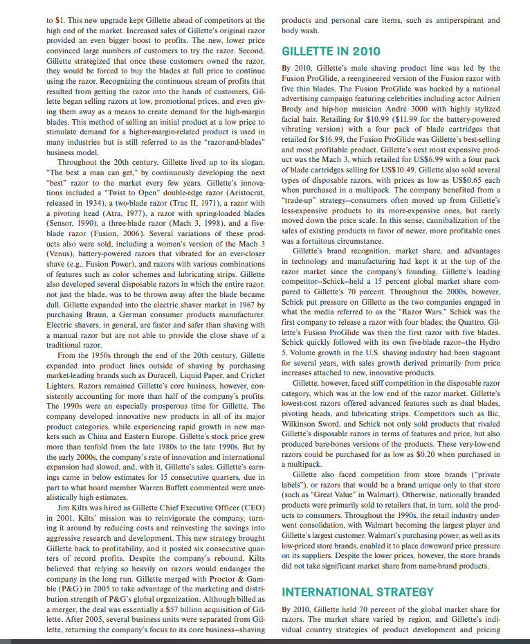 picture. Answer straight to the point. CASE 3-7 Gillette: The 11-Cent Razor,