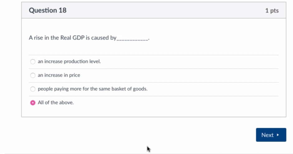 pts The U.S. GDP grew in 2019 as a result of an