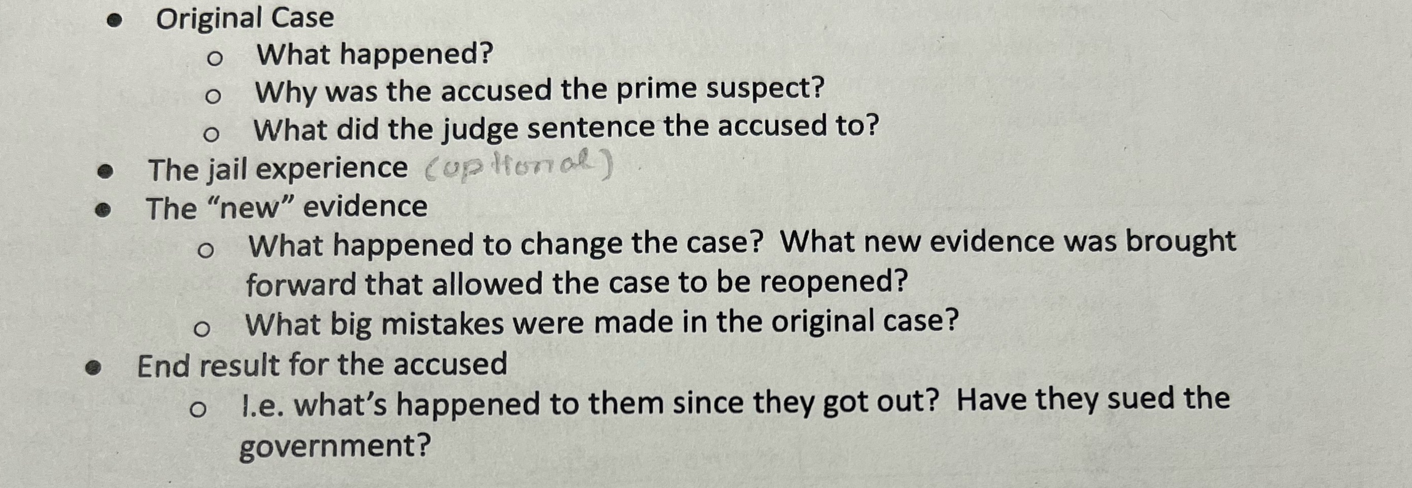 About David Milgaard Wrongful conviction https://www.innocencecanada.com/exonerations/david-milgaard/https://en.m.wikipedia.org/wiki/David_Milgaard . Original Case o What happened?