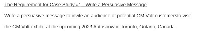  The Requirement for Case Study #1 - Write a Persuasive Message