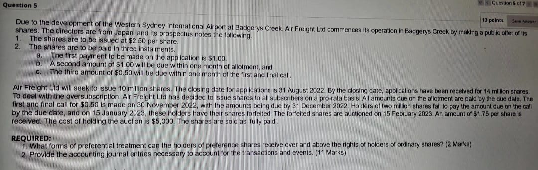 # 5 Question 5 01 7 Question 5 13 points Save