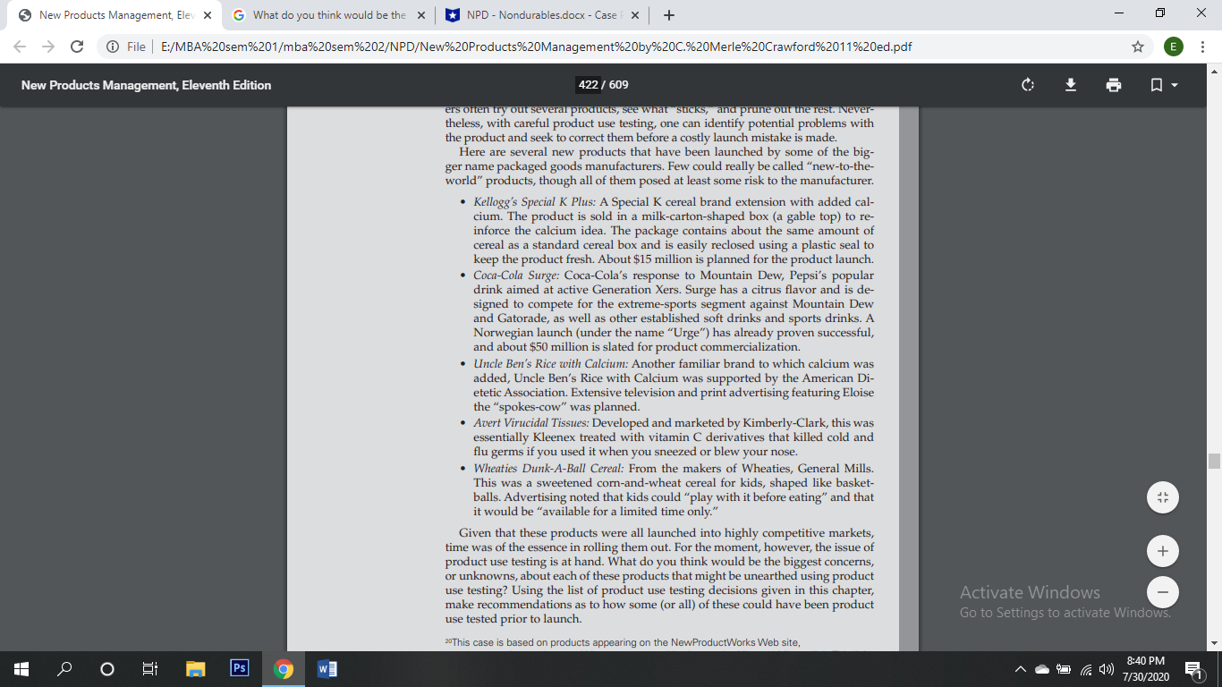 each of these products that might be unearthed using product use testing?