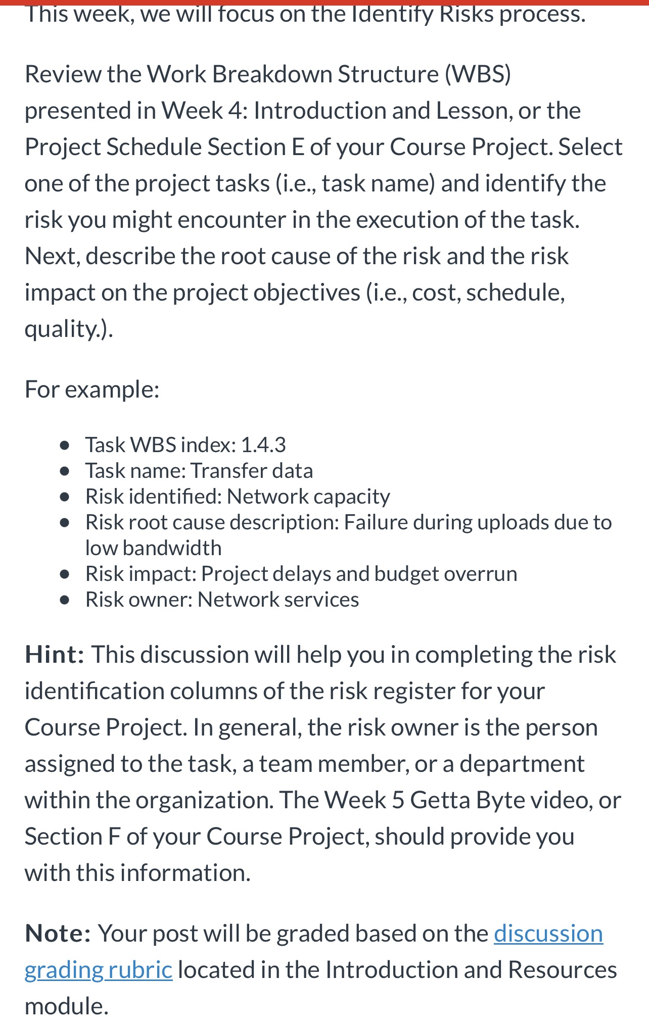 Need answer please This week, we will focus on the Identify Risks
