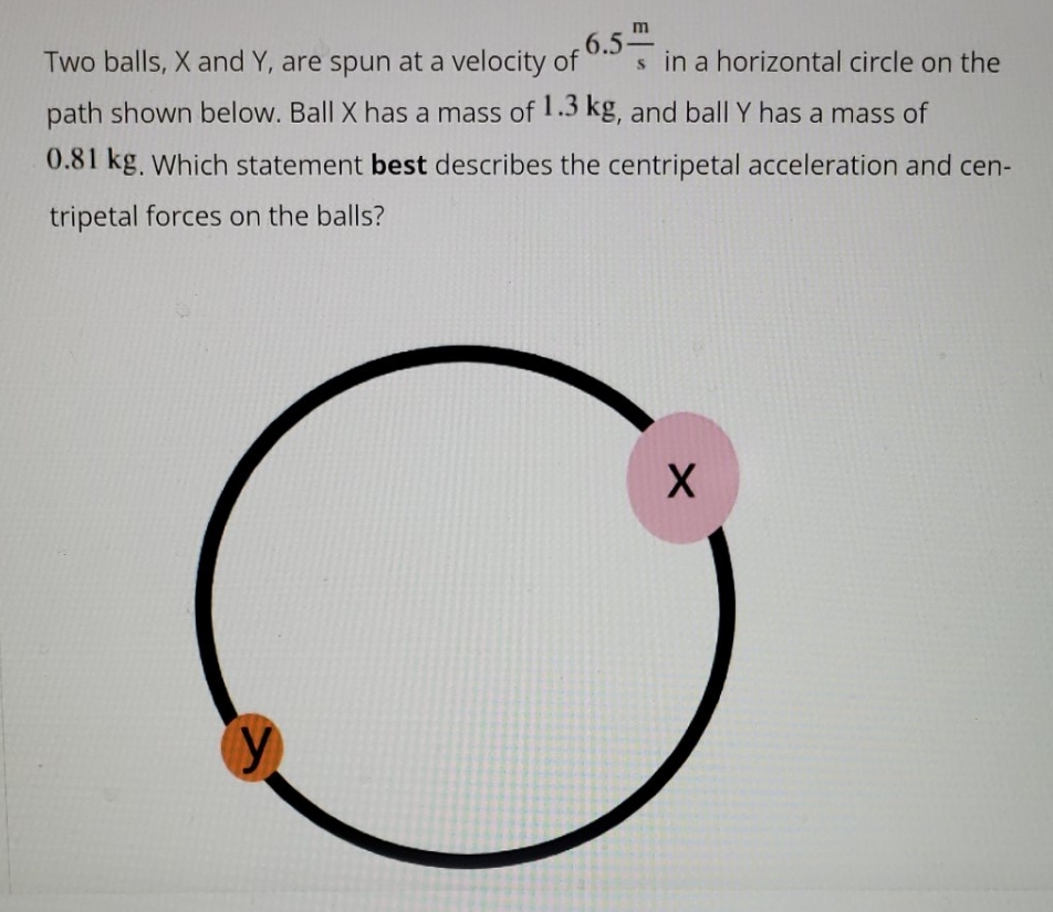 Two Dimensional Motion Two balls, X and Y, are spun at a