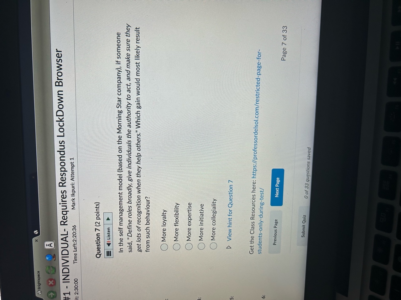 3 Brightspace I X 2 A #1 - INDIVIDUAL- Requires Respondus