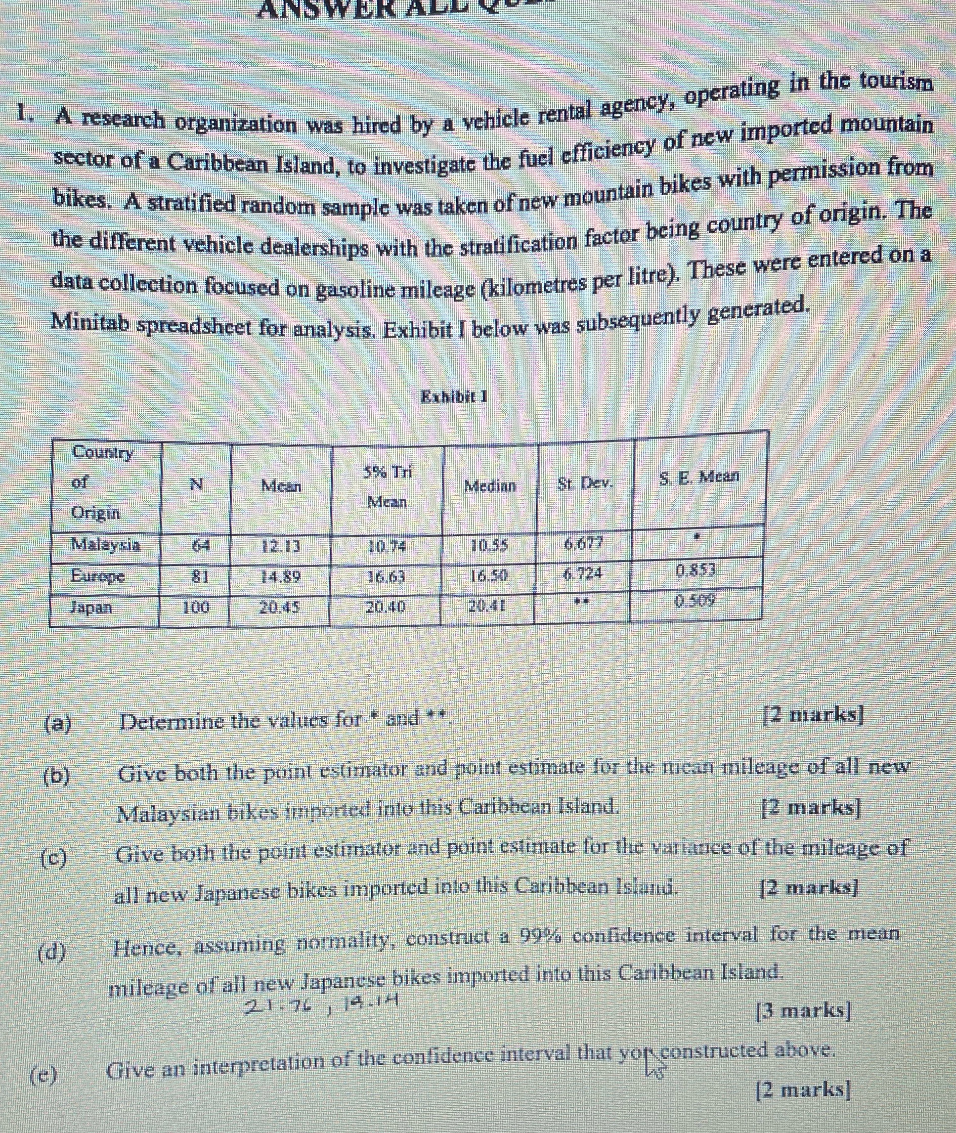 Can I get the solution for part (d) and (e)? ANSWER ALL