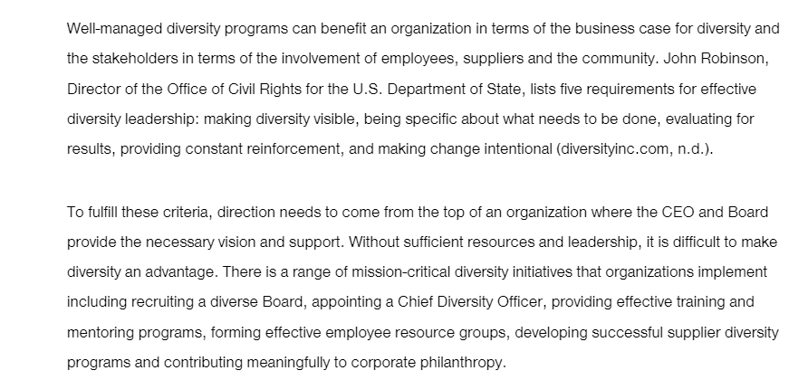 Training, Mentoring, Employee Resource Groups, and Social Responsibility Programs 1Well-managed diversity programs