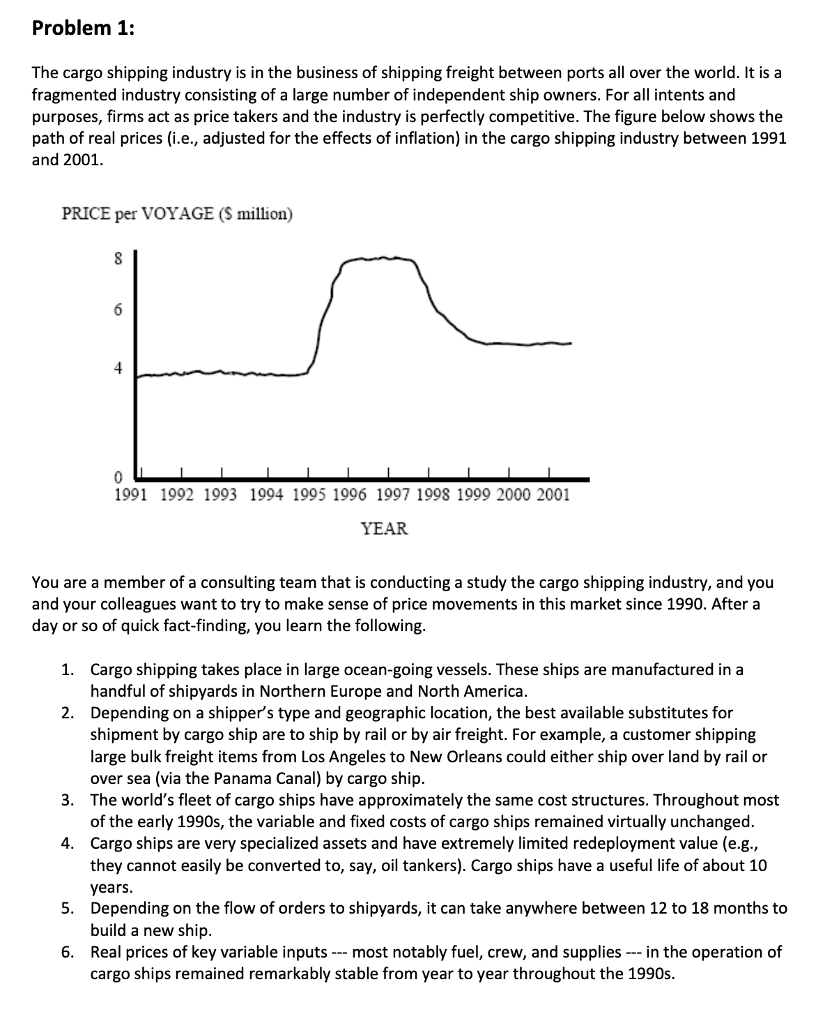 The question is attached below. Problem 1: The cargo shipping industry is