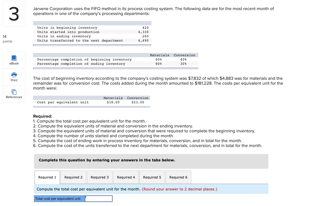 assignment 4 Raters-mes Jarvene Corporation uses the FIFO method in its process
