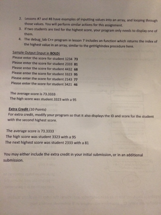 a program that requests the quiz scores for 6 students identified by
