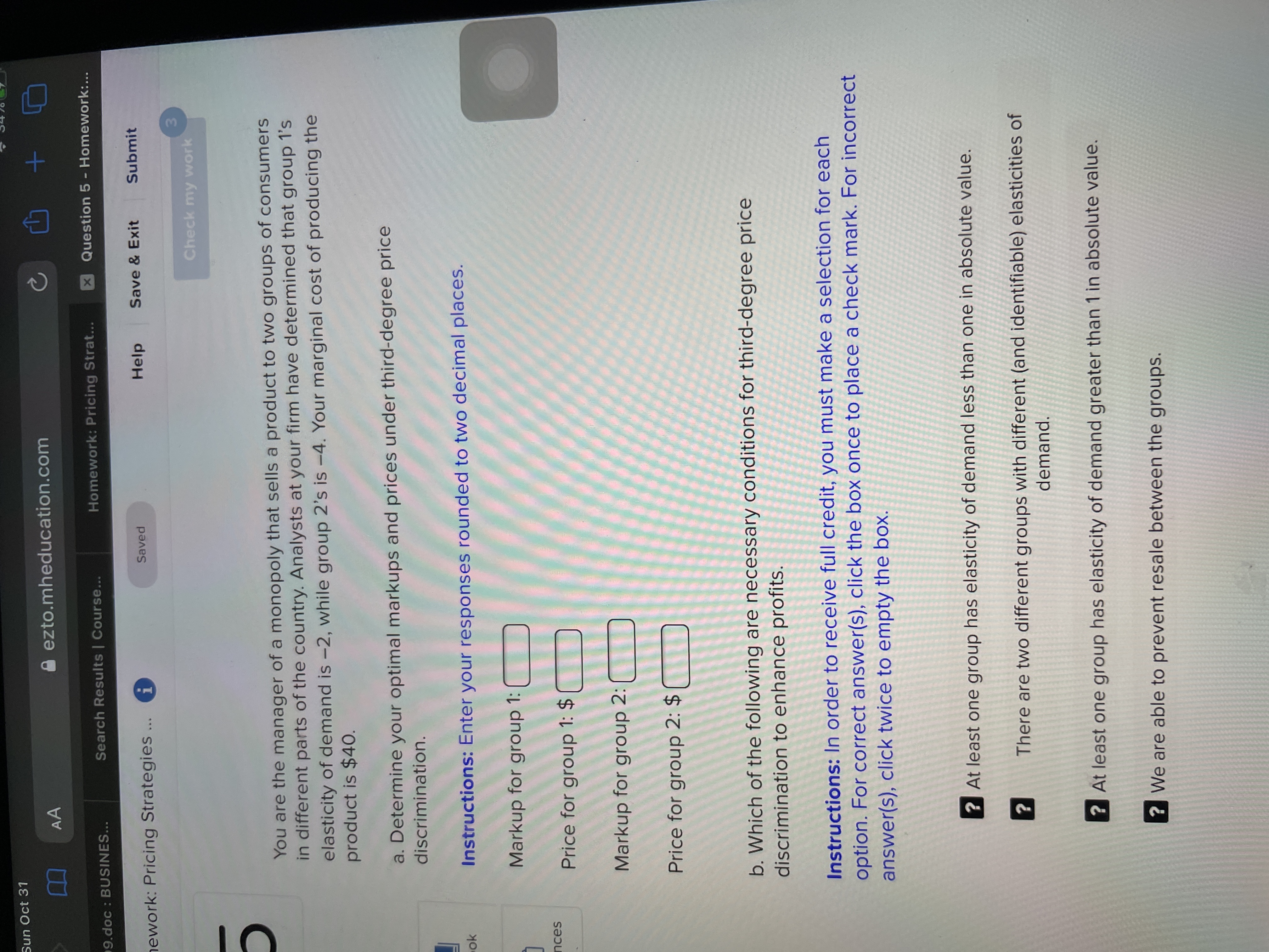 Sun Oct 31 AA A ezto.mheducation.com + 9.doc : BUSINES... Search