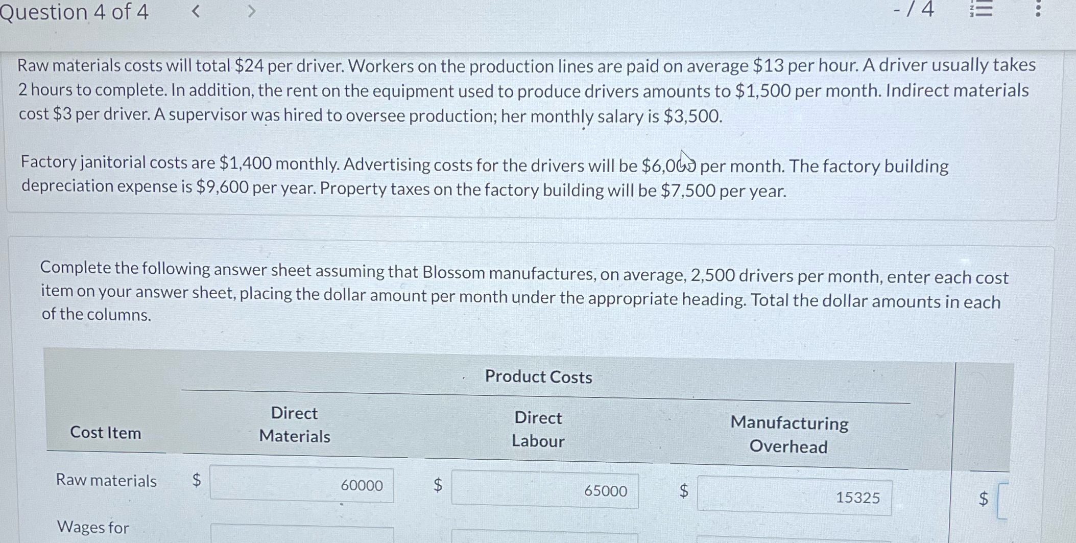 Full columns Question 4 of 4 / 4