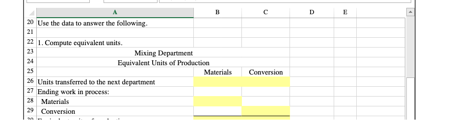 the equivalent units of production using the weighted-average method. 2. Compute the