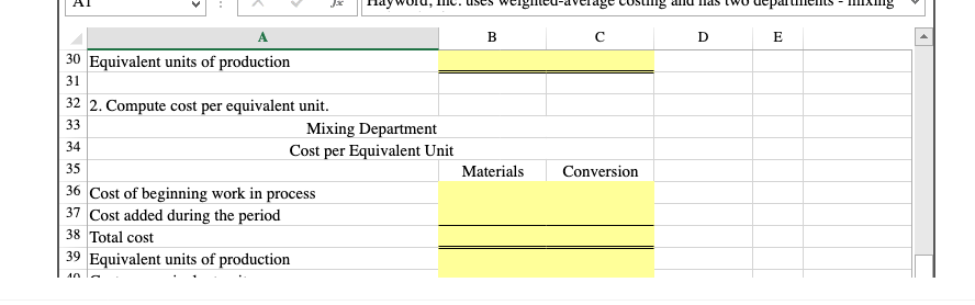cost per equivalent unit using the weighted-average method. 3. Assign costs to