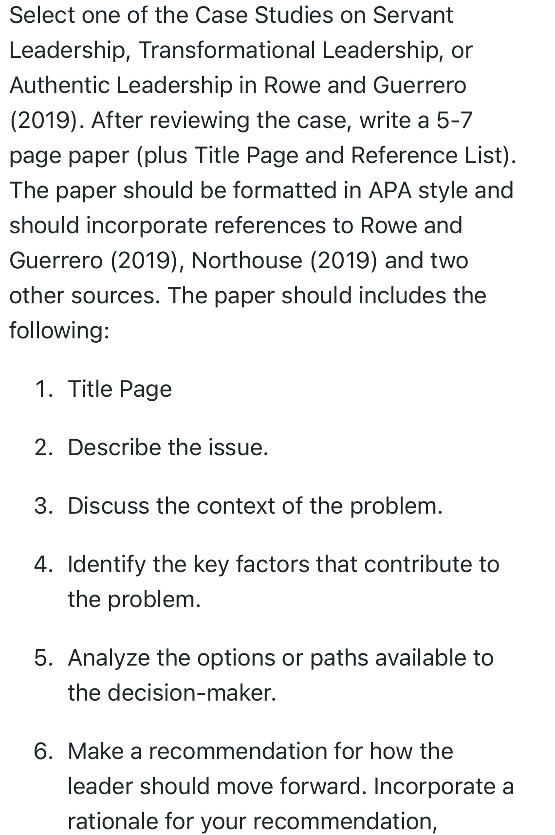 Case study Select one of the Case Studies on Servant Leadership, Transformational