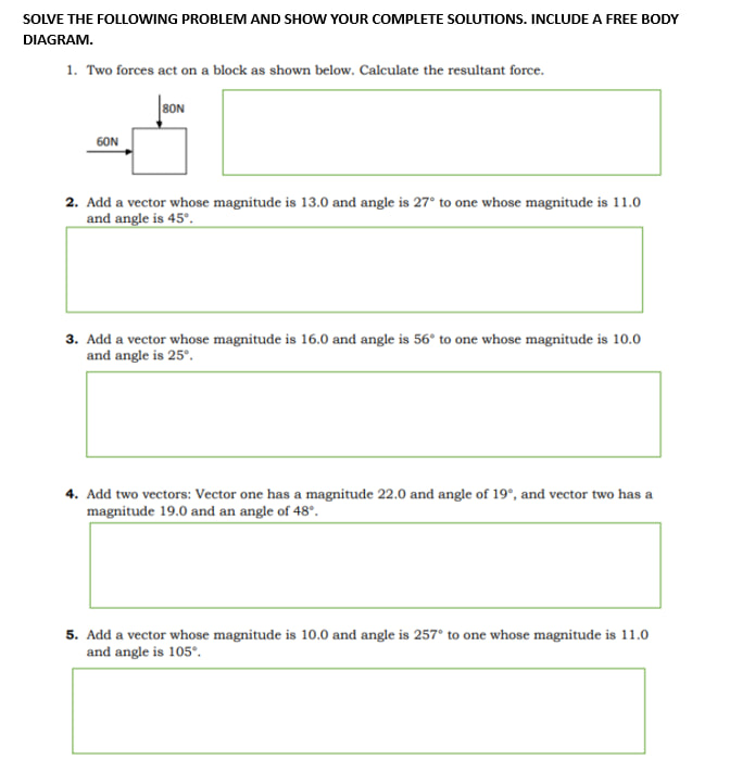 SOLVE THE FOLLOWING PROBLEM AND SHOW YOUR COMPLETE SOLUTIONS. INCLUDE A FREE