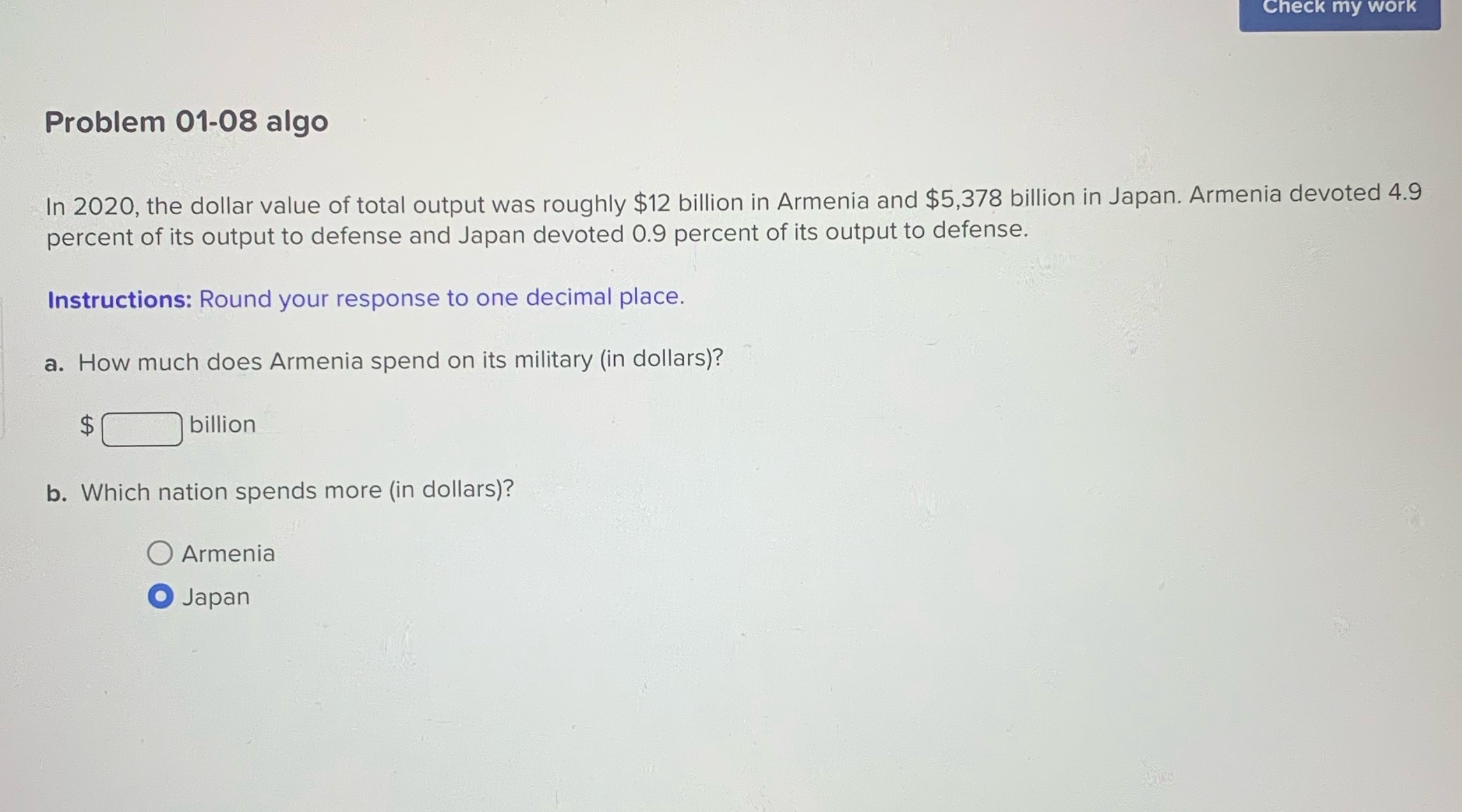 How to solve? Check my work Problem 01-08 algo In 2020, the