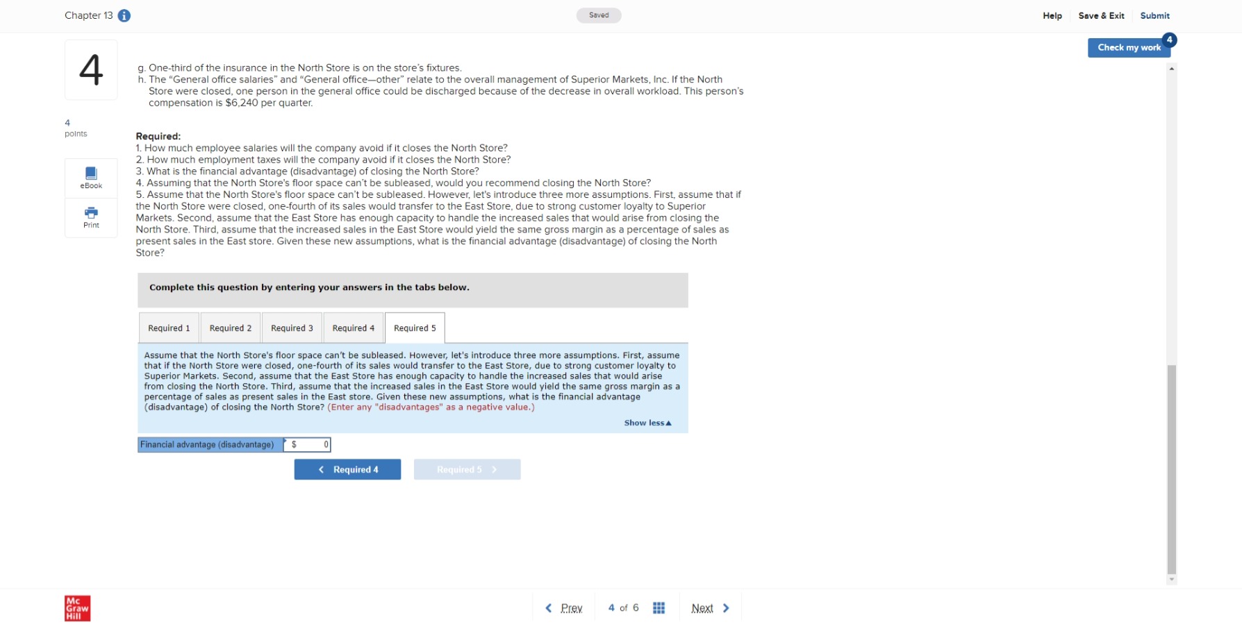 quarter is given below: 4 Superior Markets, Inc. points Income Statement For