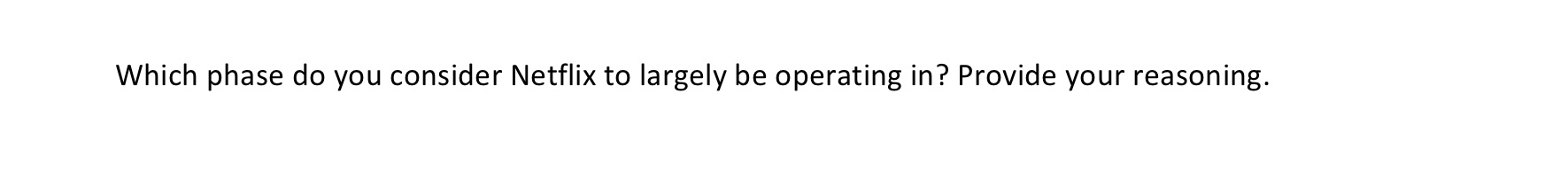  Which phase do you consider Netflix to largely be operating in?