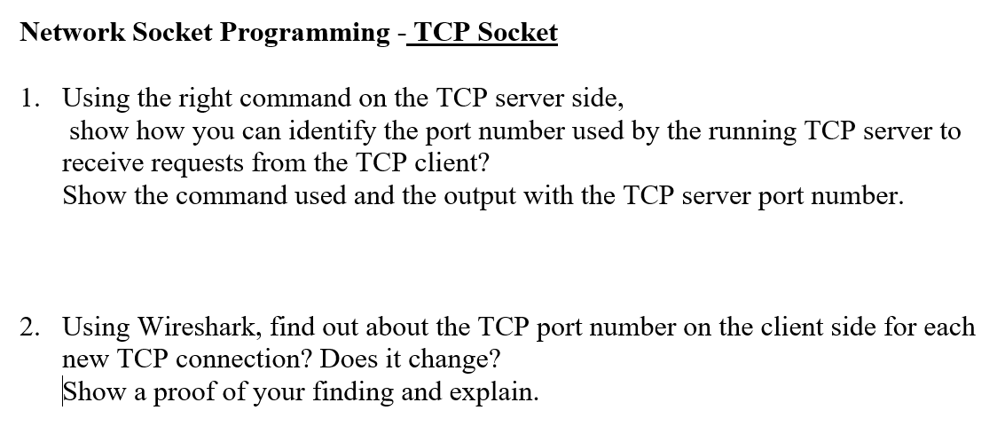  Network Socket Programming - TCP Socket Using the right command on