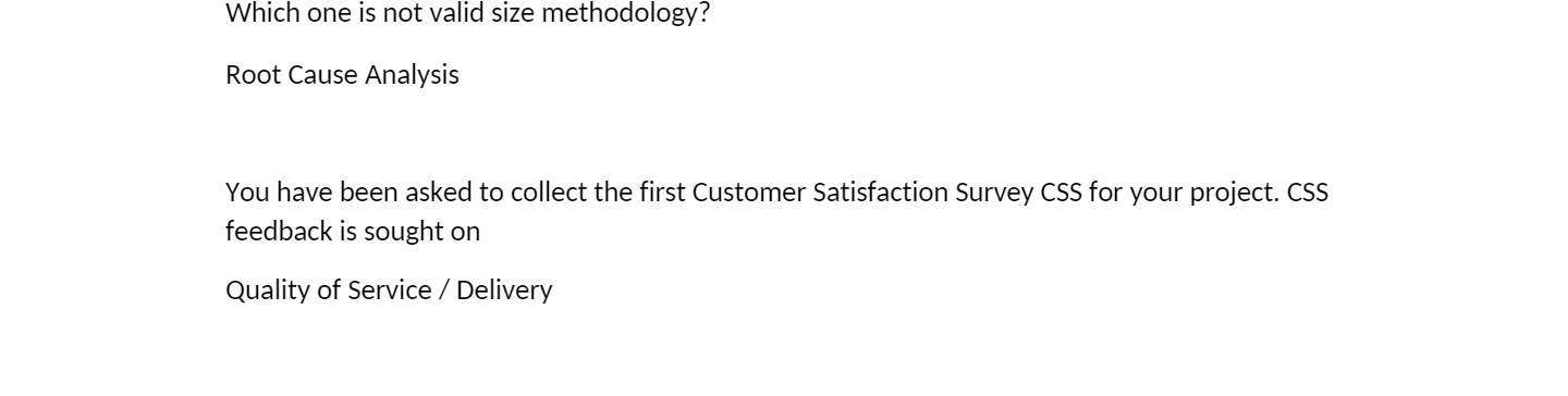 Which one is not valid size methodology? Root Cause Analysis You