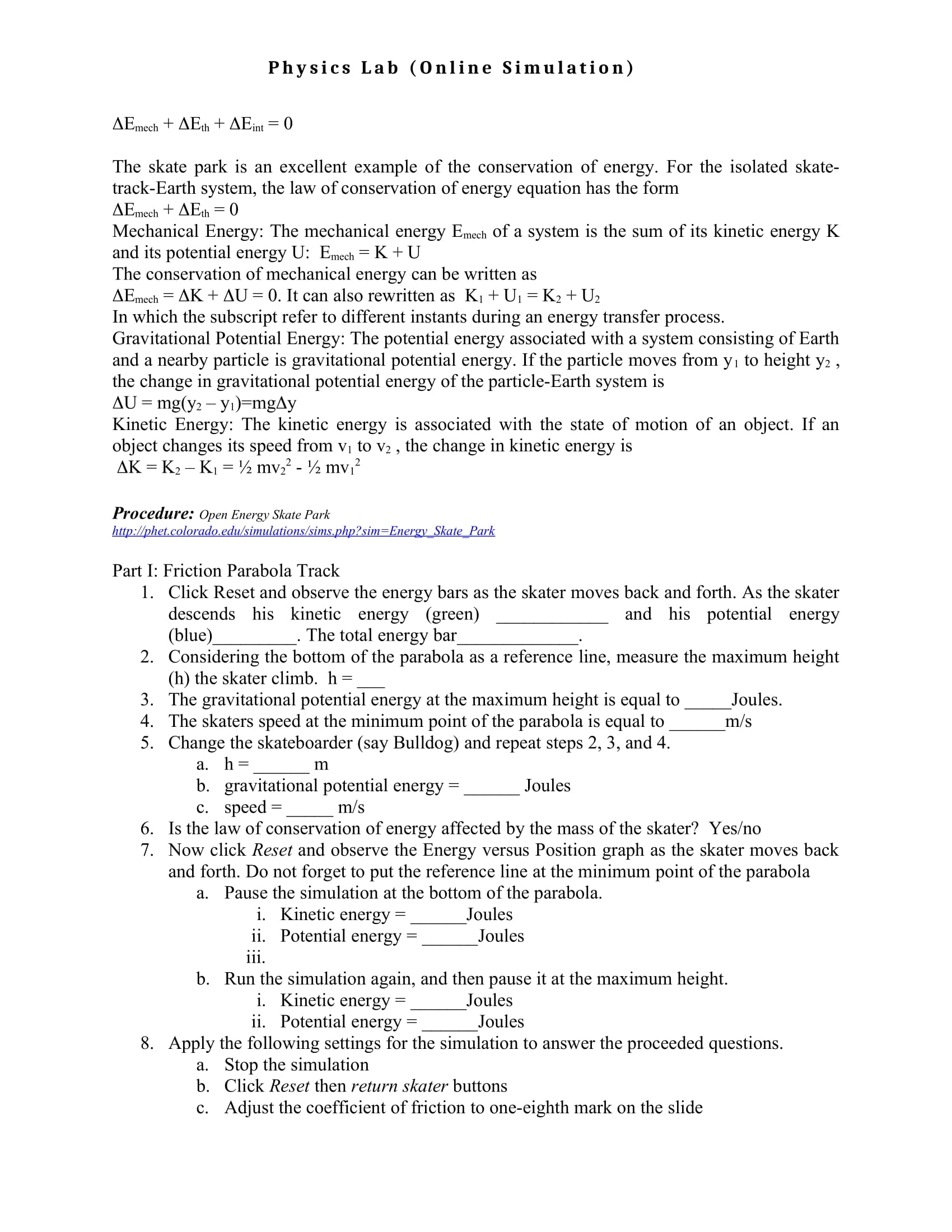 the Physics Education Technology Project (PhET) clo The University of Colorado at