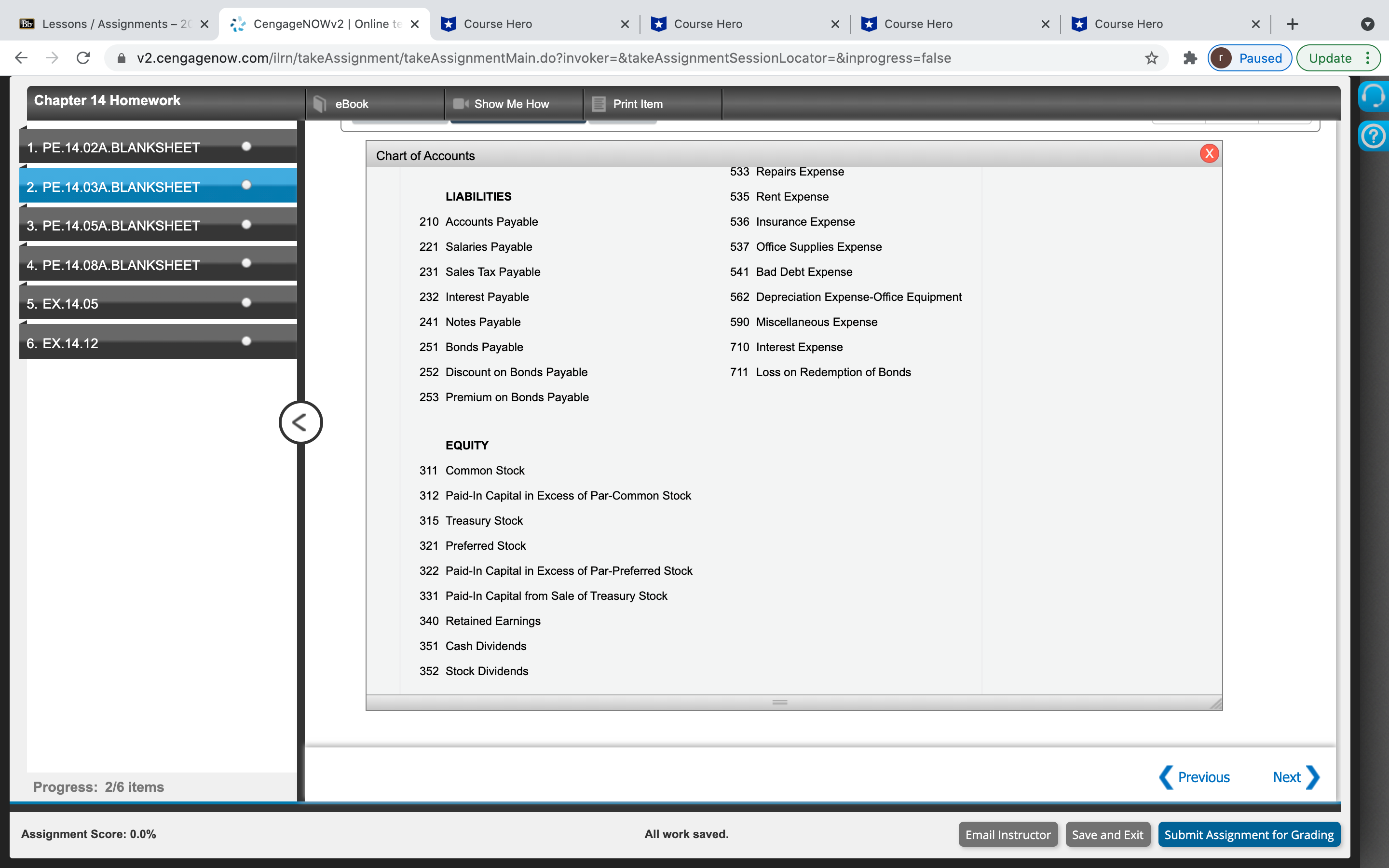 x Course Hero X + A v2.cengagenow.com/ilrn/takeAssignment/takeAssignmentMain.do?invoker=&takeAssignmentSessionLocator=&inprogress=false Paused Update : Chapter 14