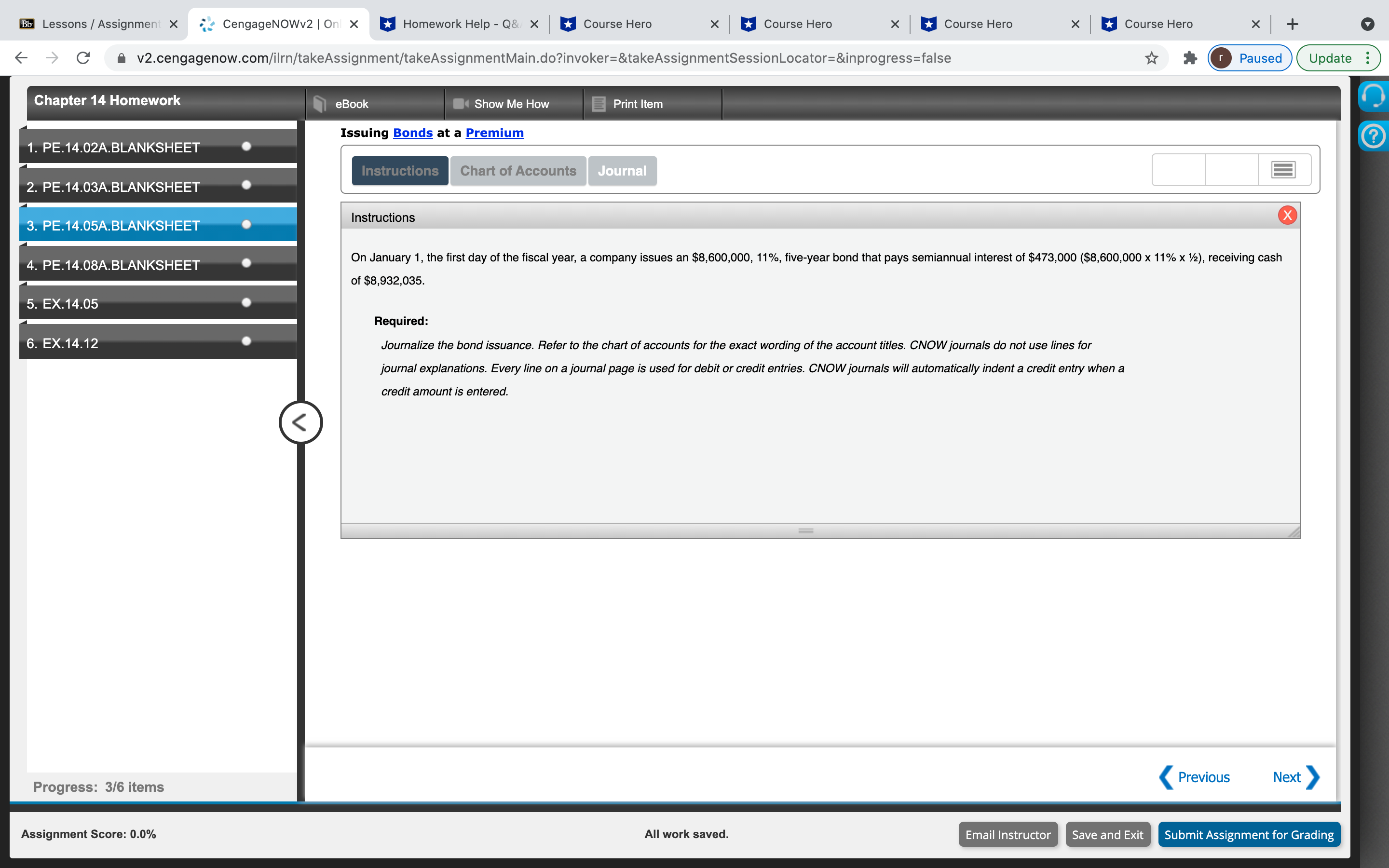 Homework eBook Show Me How Print Item O Issuing Bonds at a