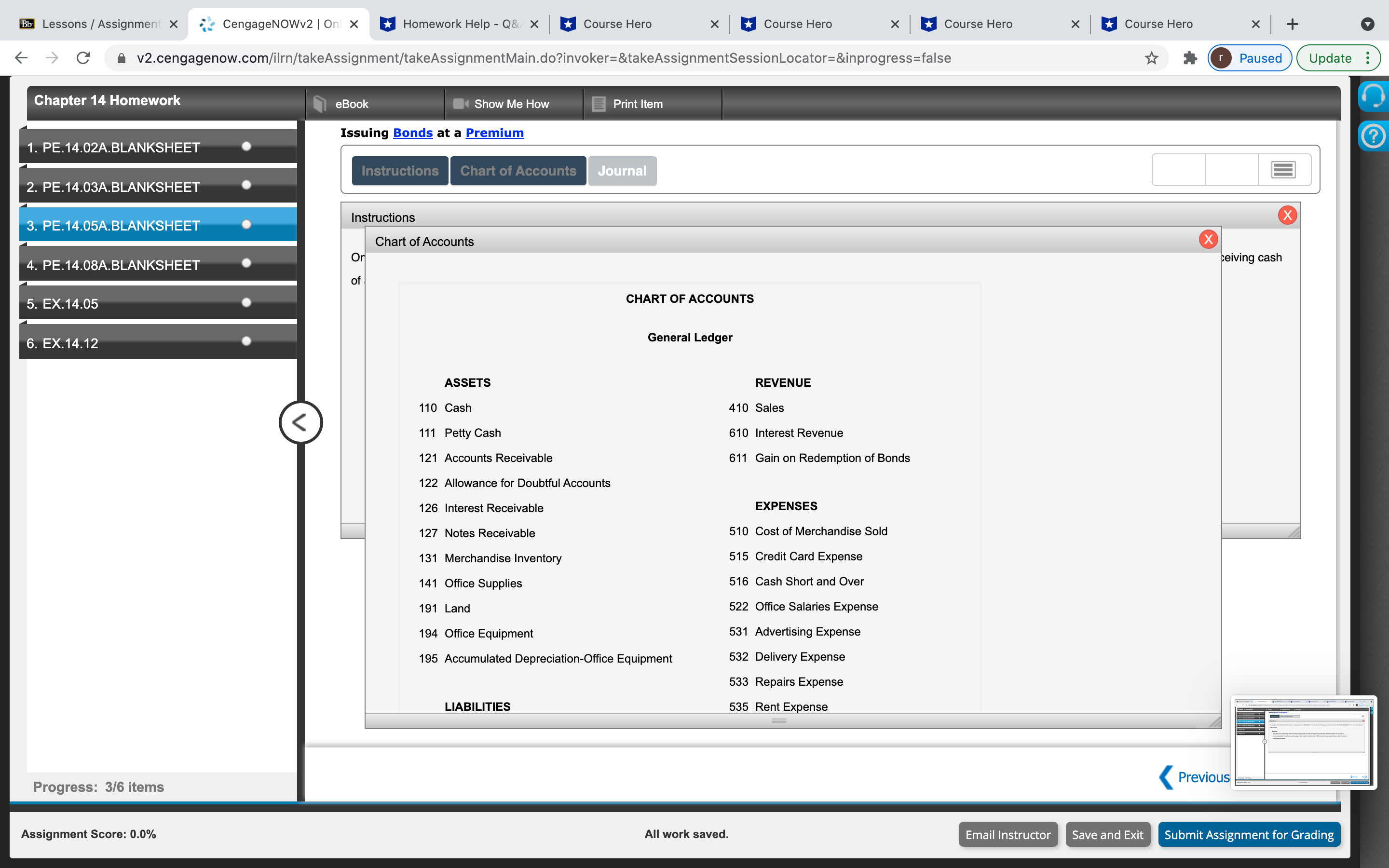Discount ? 1. PE. 14.02A.BLANKSHEET Instructions Chart of Accounts Journal 2. PE.