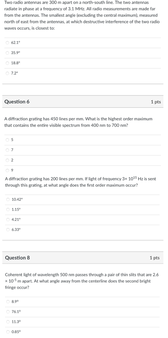 22 from the central maximum. The angle at which the sixth minimum