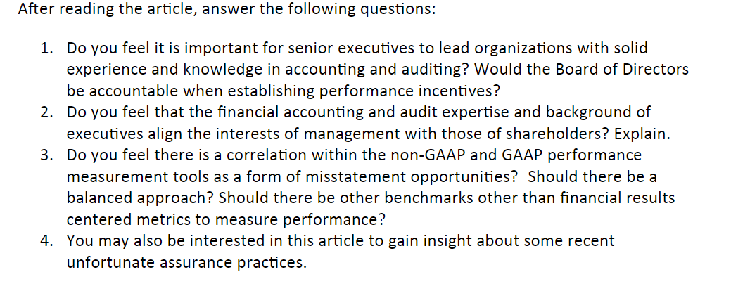 Article :How important is it for CFOs or other top corporate executives