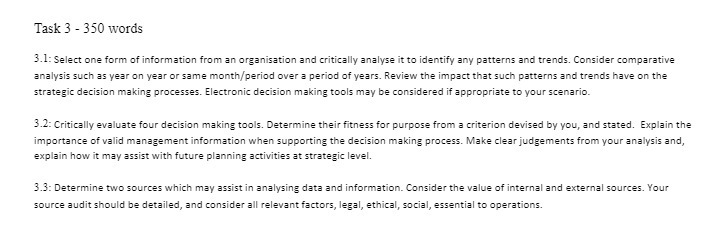  Task 3 - 350 words 3.1: Select one form of information