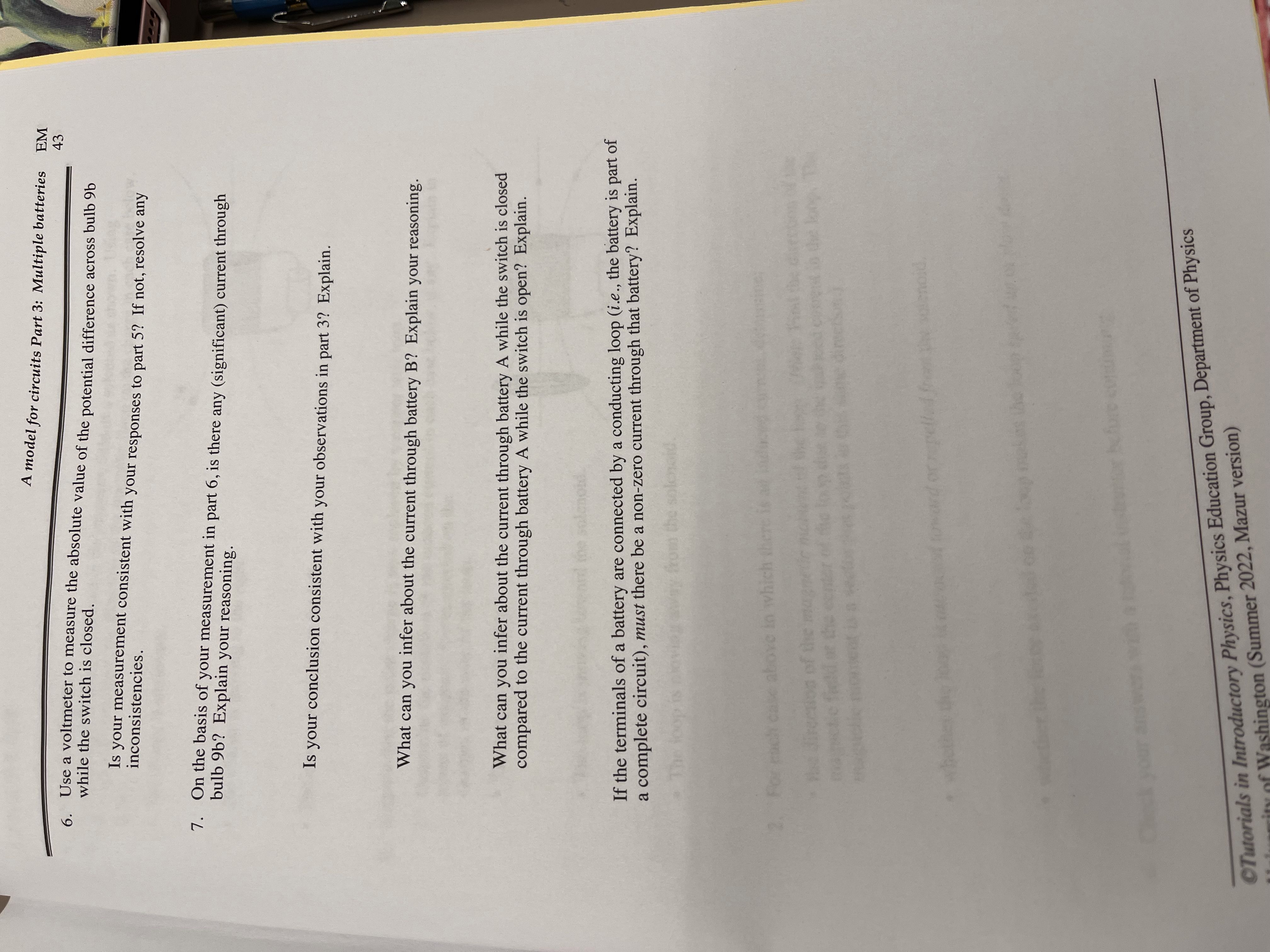 following incorrect predictions about the behavior of the circuit 1. 41 Student