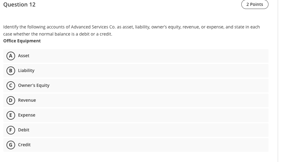 each ofthe following accounts. State for each account whether it is likely