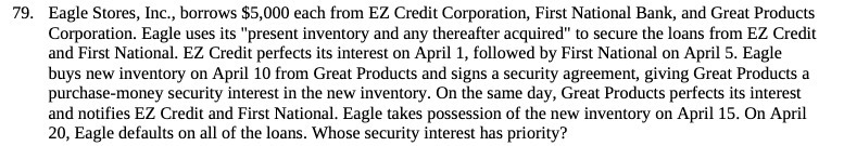  79. Eagle Stores , Inc., borrows $5, 000 each from EZ