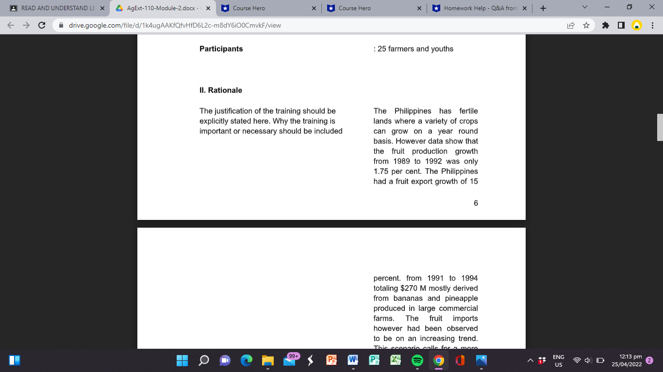 TRAINING LECTURE BREAD AND UNDERSTAND LE X 4AgExt-110-Module-2.docx - ( x *Course