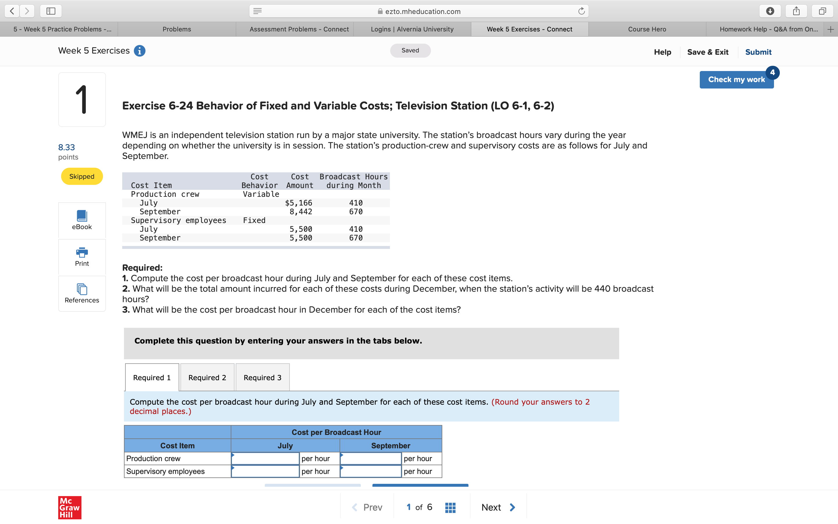  O A ezto.mheducation.com C 5 - Week 5 Practice Problems -...