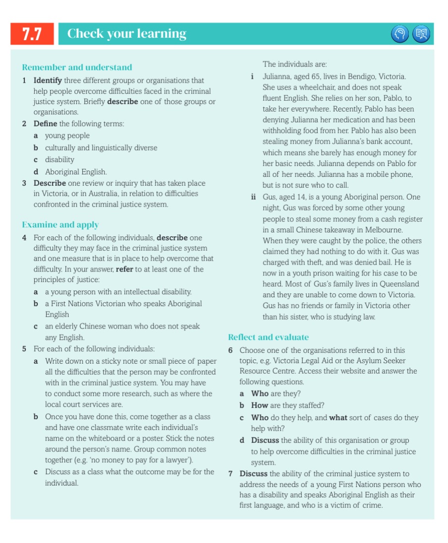Check your learning Remember and understand 1 Identify three different groups
