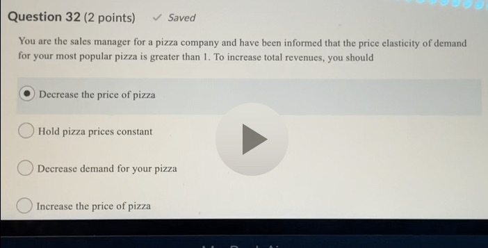  Question 32 (2 points) Saved You are the sales manager for