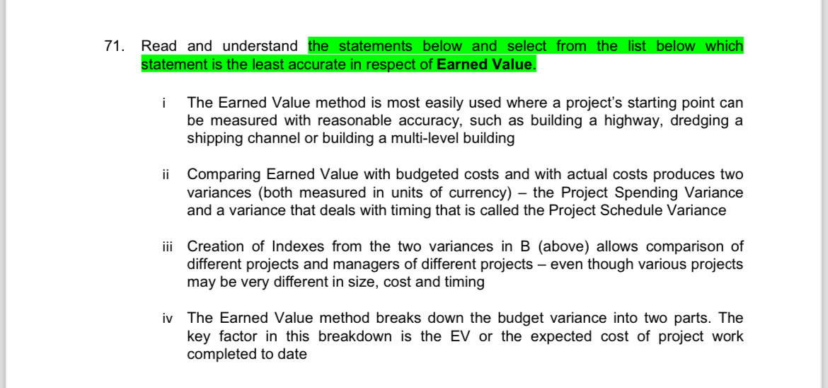 71. Read and understand the statements below and select from the