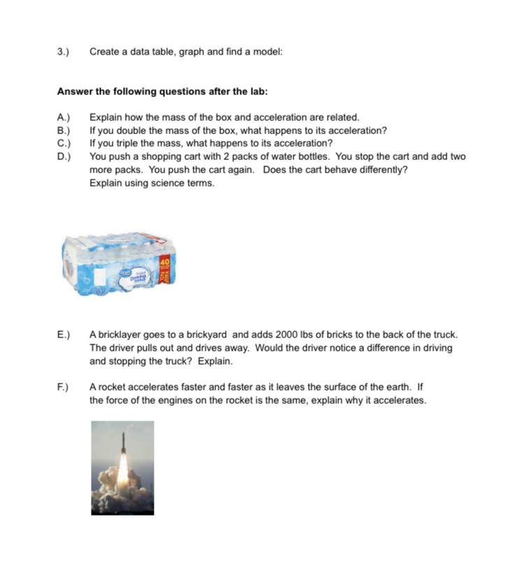  3.) Create a data table, graph and find a model: Answer