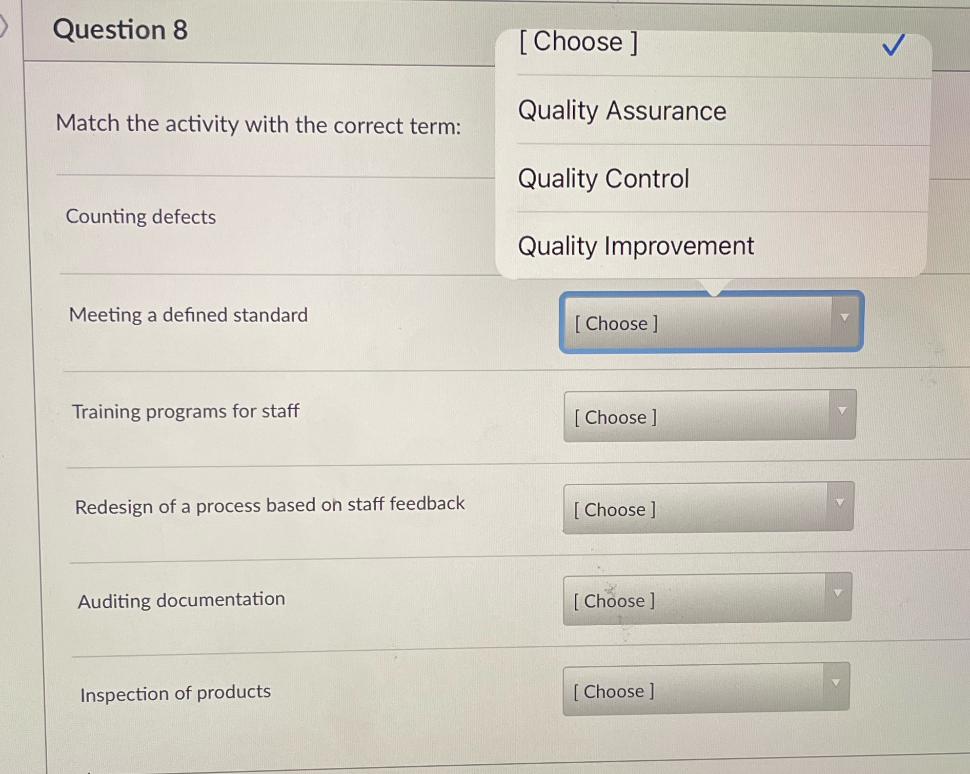 Solve all Question 8 [ Choose ] Match the activity with the