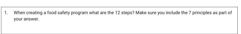 when creating a food safety program what are the 12 steps? Make