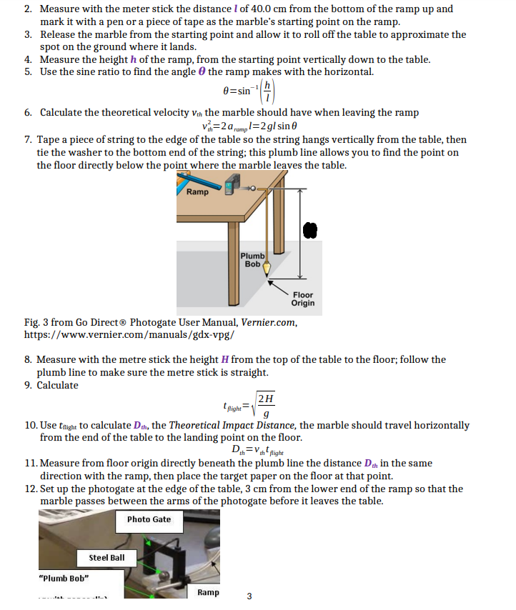 end of a ramp Predict the impact point of the projectile after