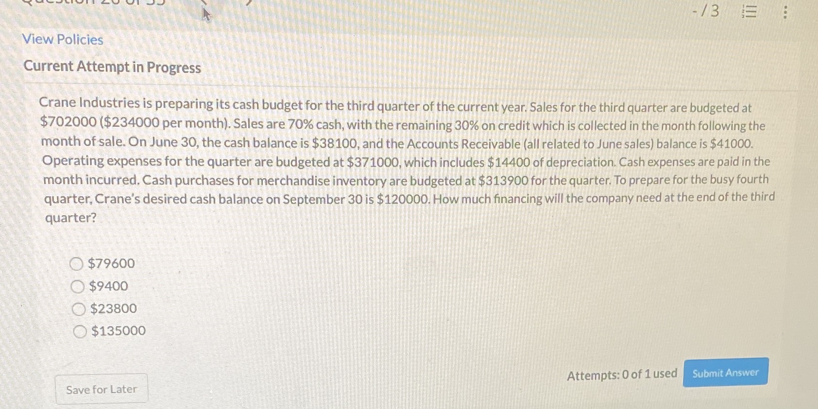  -/3 5 View Policies Current Attempt in Progress Crane Industries is