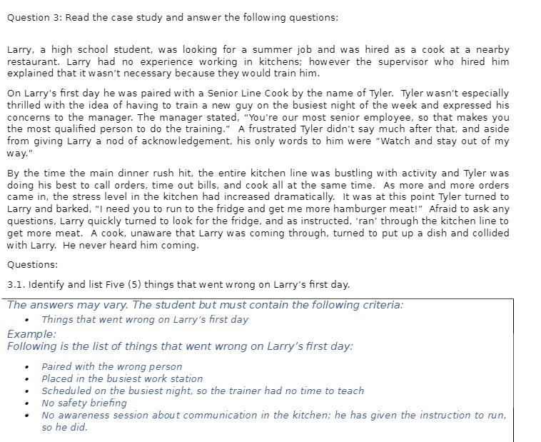  Question 3: Read the case study and answer the following questions: