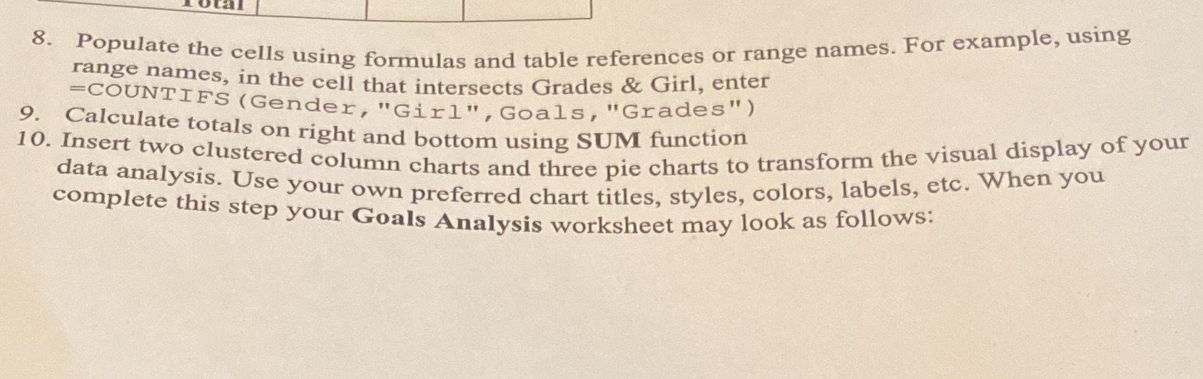 Need help with question 8. 8. Populate the cells using formulas and
